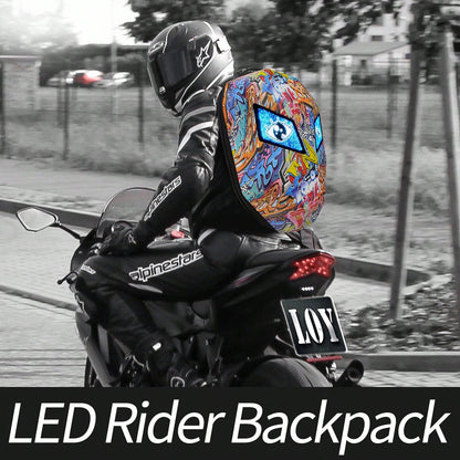 Rider/Biker Backpack LED Backpack Display Backpack Expandable Storage Helmet Motorcycle Backpack Cyberpunk Style Motorcycle Rider Backpack LED Display Bag Released For Motorcycles, Customizable Smartp