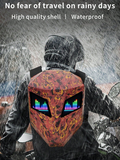 Rider/Biker Backpack LED Backpack Display Backpack Expandable Storage Helmet Motorcycle Backpack Cyberpunk Style Motorcycle Rider Backpack LED Display Bag Released For Motorcycles, Customizable Smartp