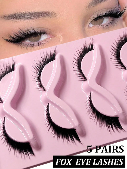 Rikuaild 5 Pairs Of New Fox/Cat Eye False Eyelashes, Create Captivating Makeup, Naturally Curled And Lengthened, Sexy Lashes To Enhance Your Charm.
