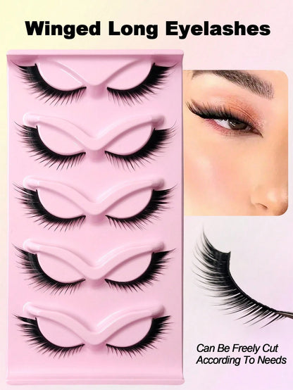 Rikuaild 5 Pairs Of New Fox/Cat Eye False Eyelashes, Create Captivating Makeup, Naturally Curled And Lengthened, Sexy Lashes To Enhance Your Charm.