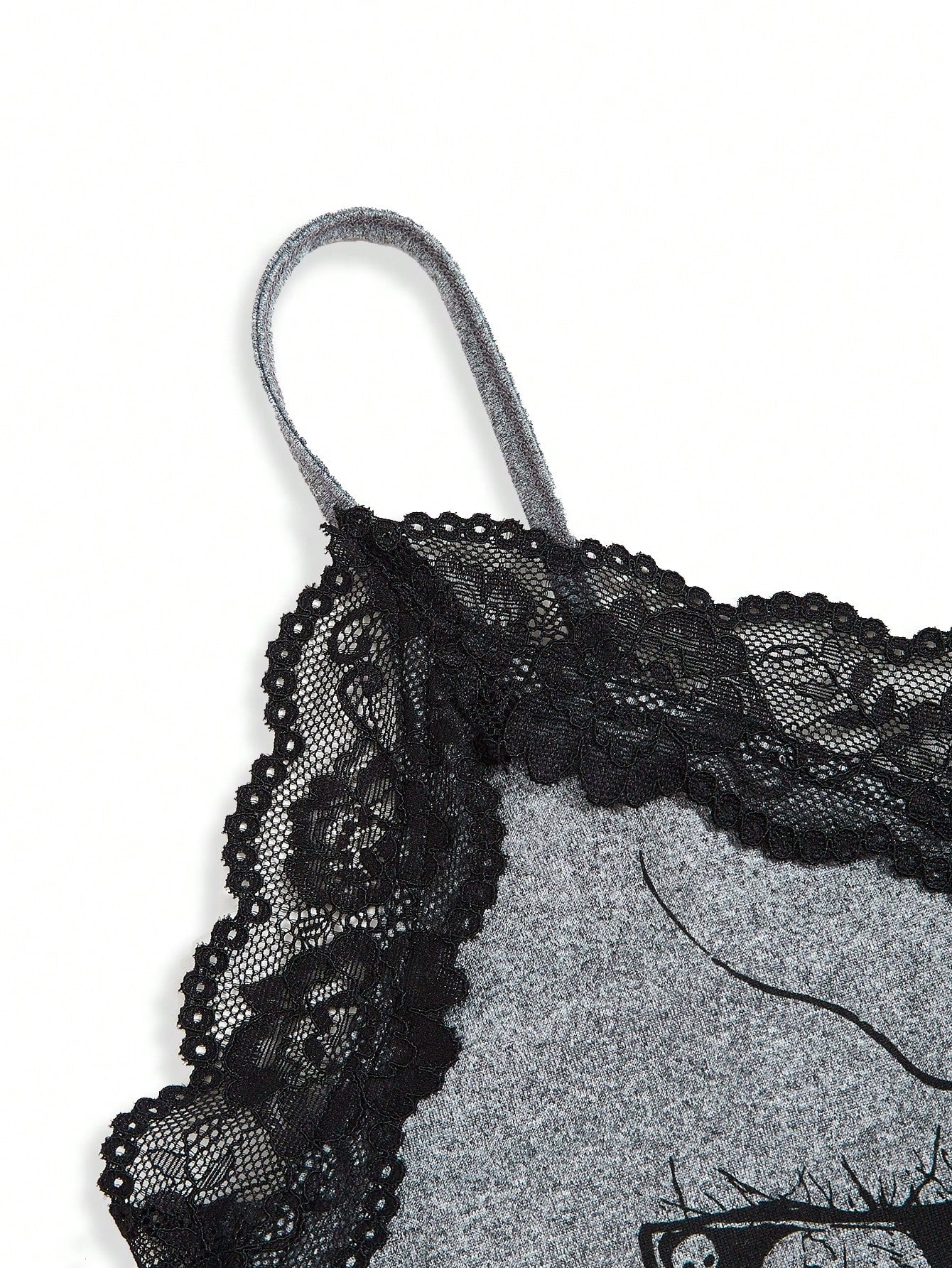 Robin Artist Dark Plus Size Cropped Slim Fit Contrast Lace Camisole Top, For Summer, Holiday, Vacation, Spring, Beach, Going Out, Festival, Ibiza Fits