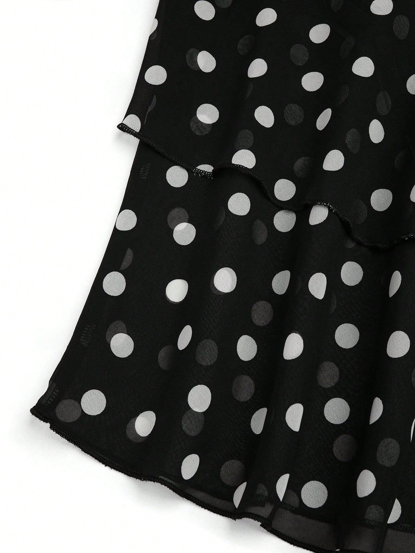 Rometta Plus Size Women Chiffon Polka Dot Double Hem Slim Backless Criss-Cross Strap Tank Top