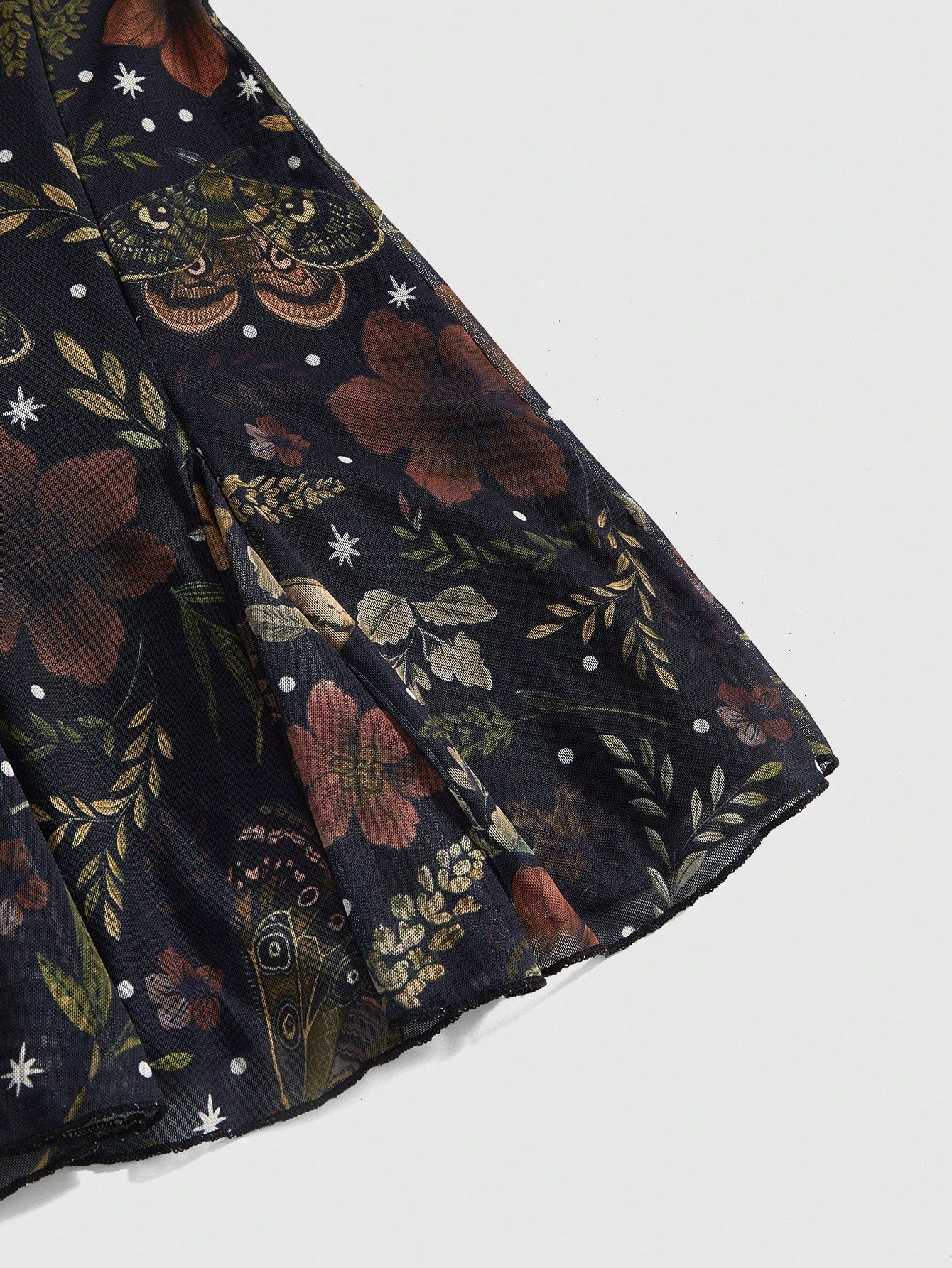 ROMWE Dark Floral Mori Style Hippie Romantic Court Gothic Print Loose Slimming Women's Cami Mini Dress, Halloween