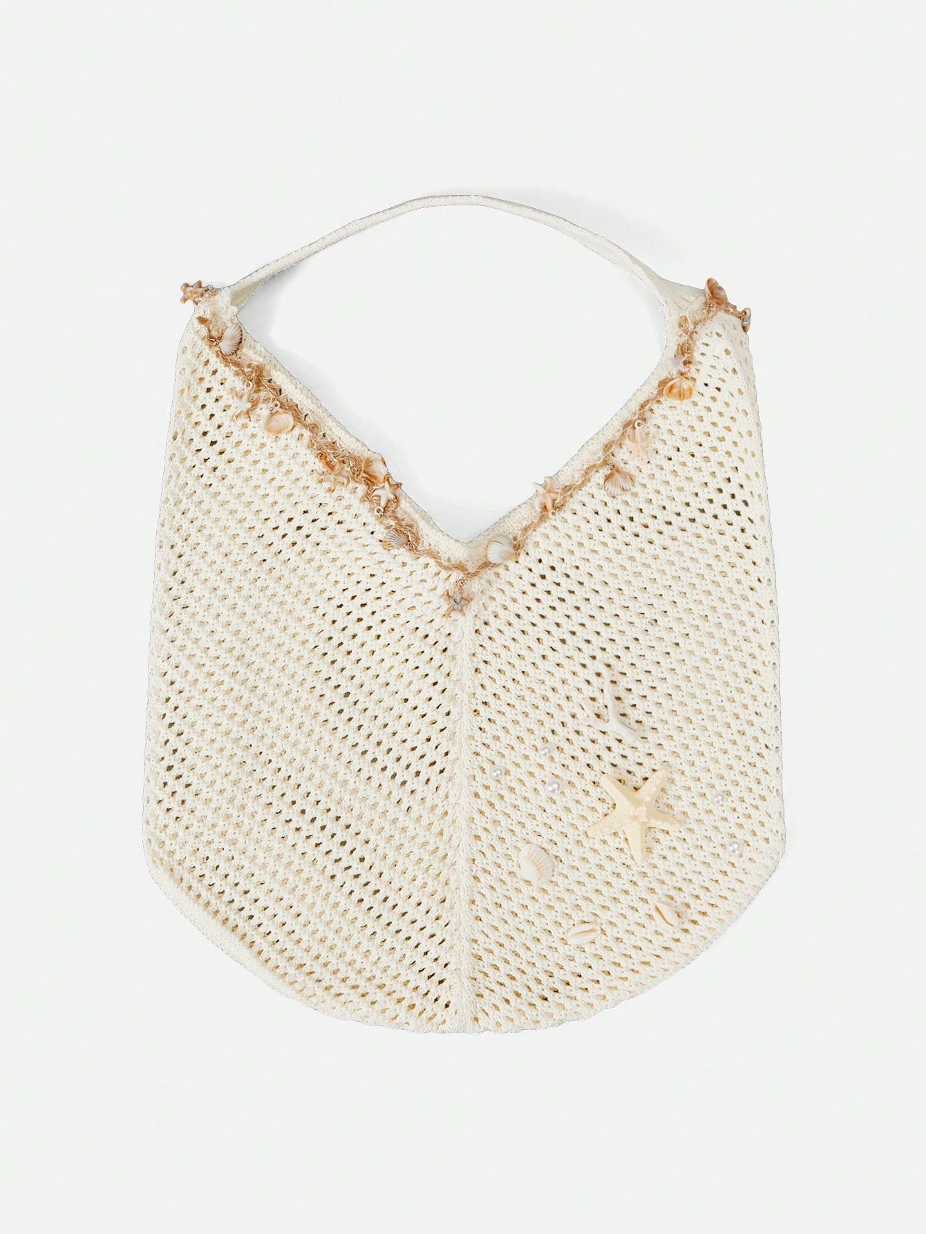 ROMWE Fairycore 1 Set Beige Woven Beach Tote Bag & Accessories, Fashionable Personalized Beach Resort Style Women Tote Bag (Includes 1 Bag And 1 Set Of Accessories),Beach Bag