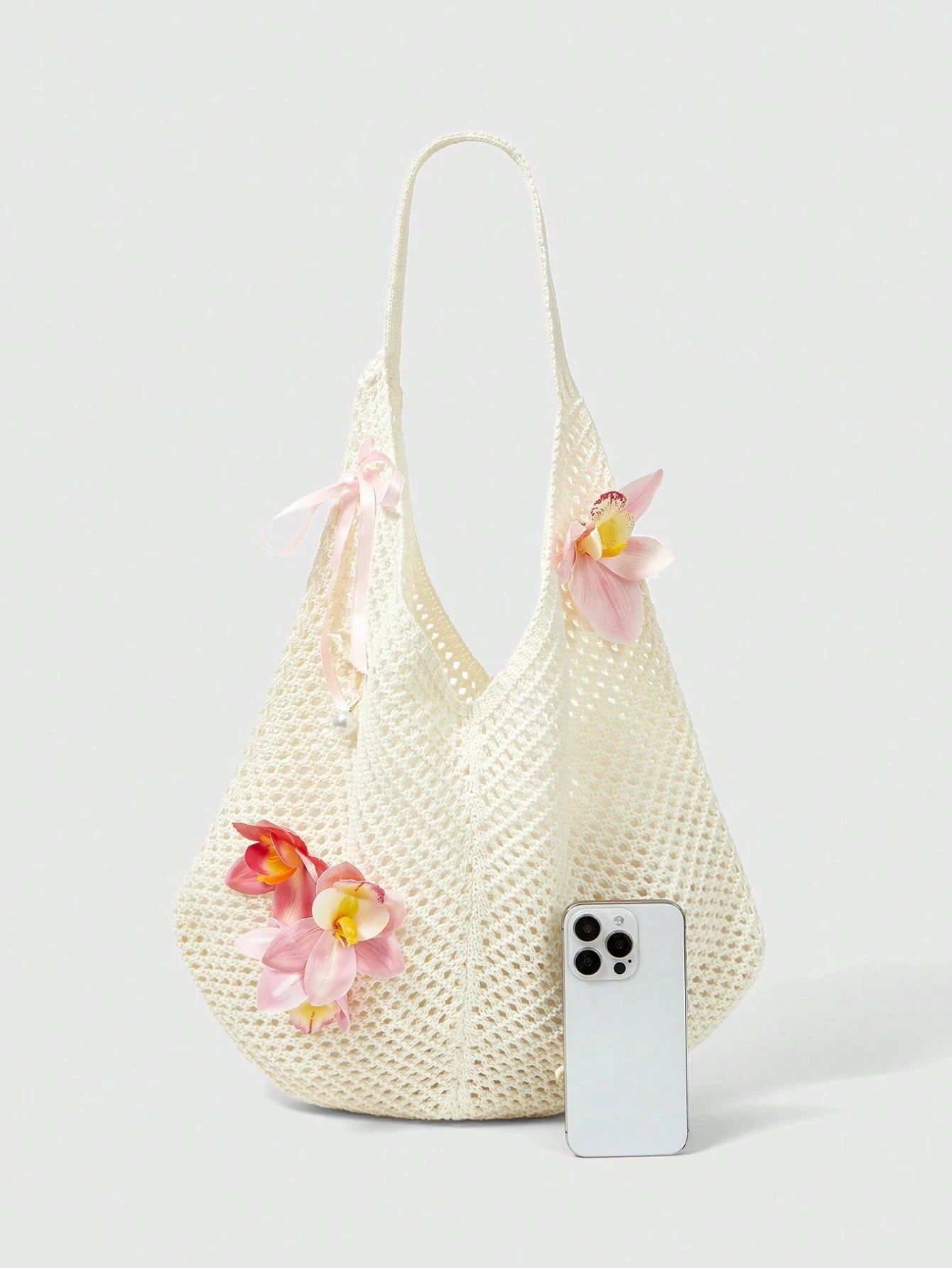 ROMWE Fairycore 1 Set Beige Woven Beach Tote Bag & Accessories, Fashionable Personalized Beach Resort Style Women Tote Bag (Includes 1 Bag And 1 Set Of Accessories),Beach Bag