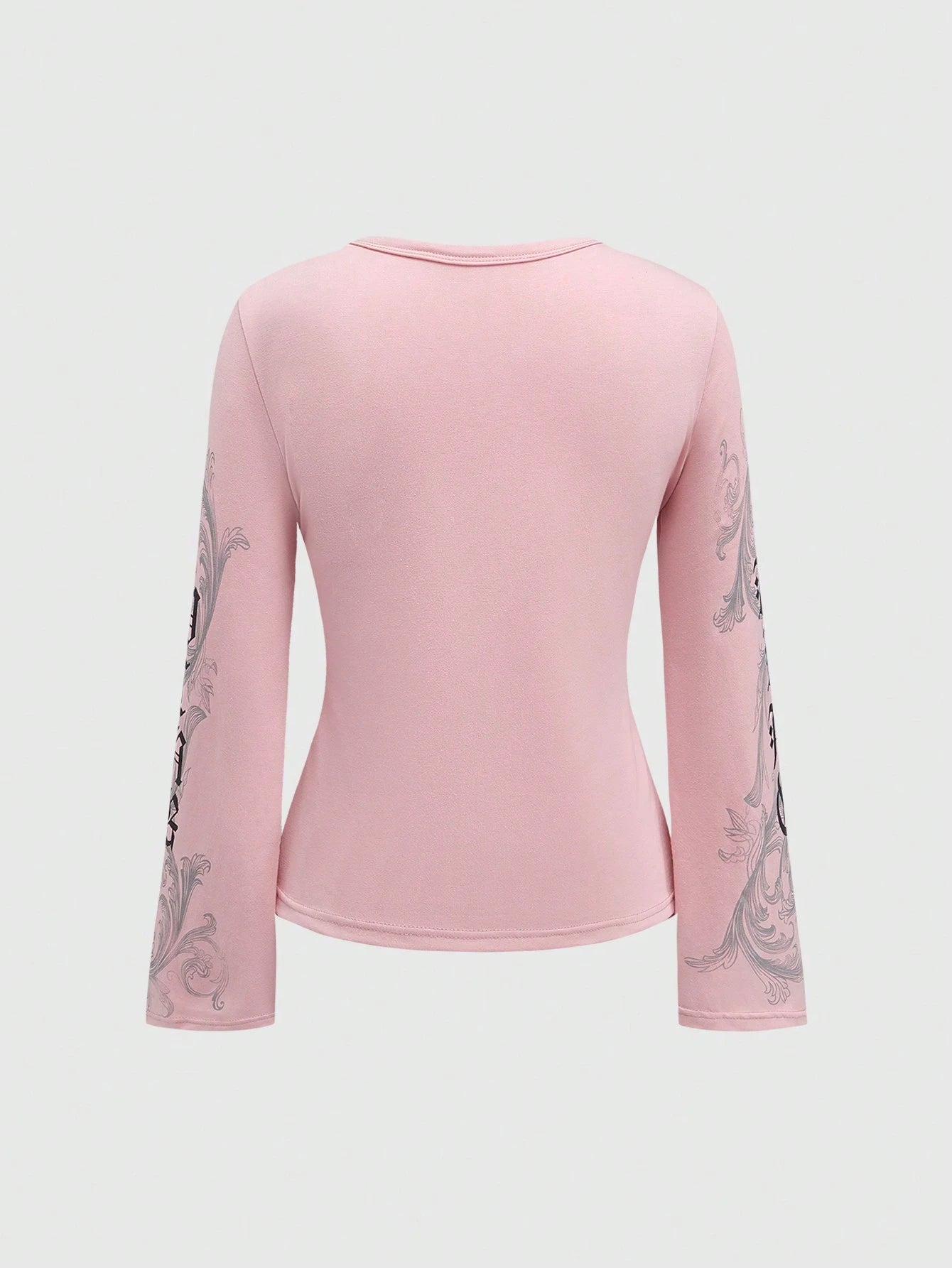 ROMWE Fairycore Plus Size Autumn Casual Wing Rhinestone Embellished Long Sleeve T-Shirt Fall