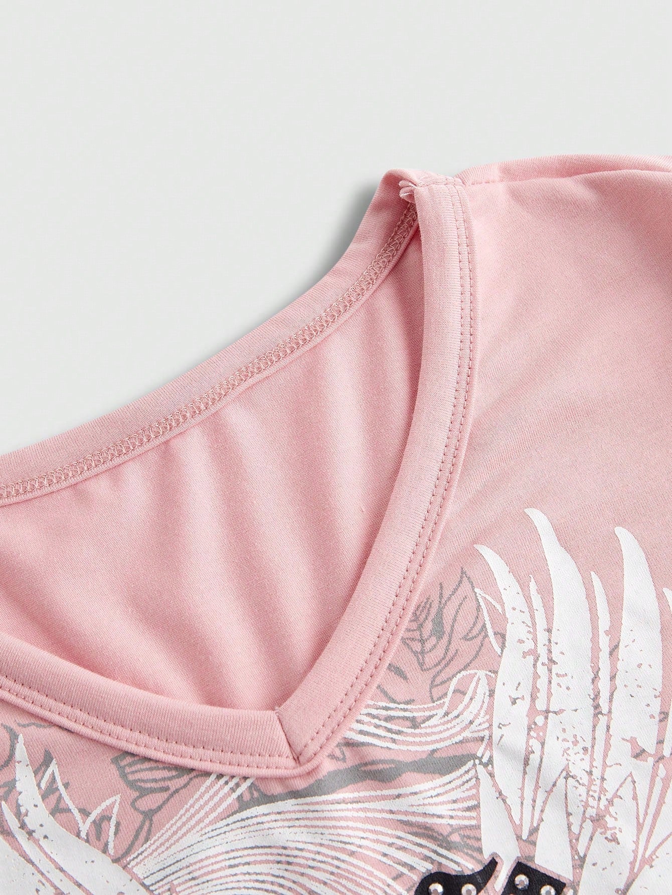 ROMWE Fairycore Plus Size Autumn Casual Wing Rhinestone Embellished Long Sleeve T-Shirt Fall