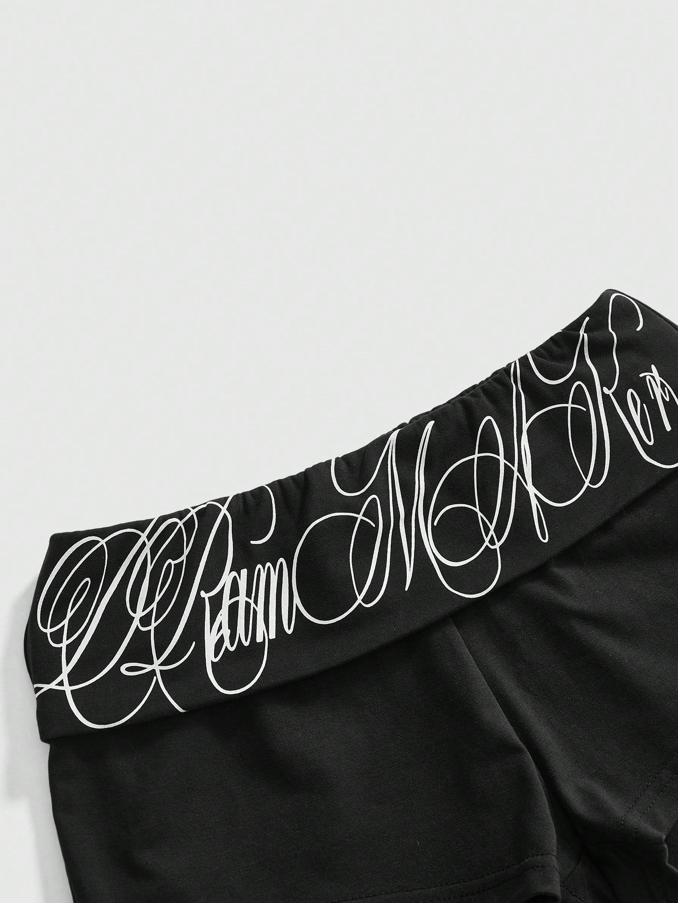 ROMWE Grunge Punk 2pcs/Set Punk Cross Slogan Crop Top & Super Low-Rise Mini Shorts, Music Festival Outfit
