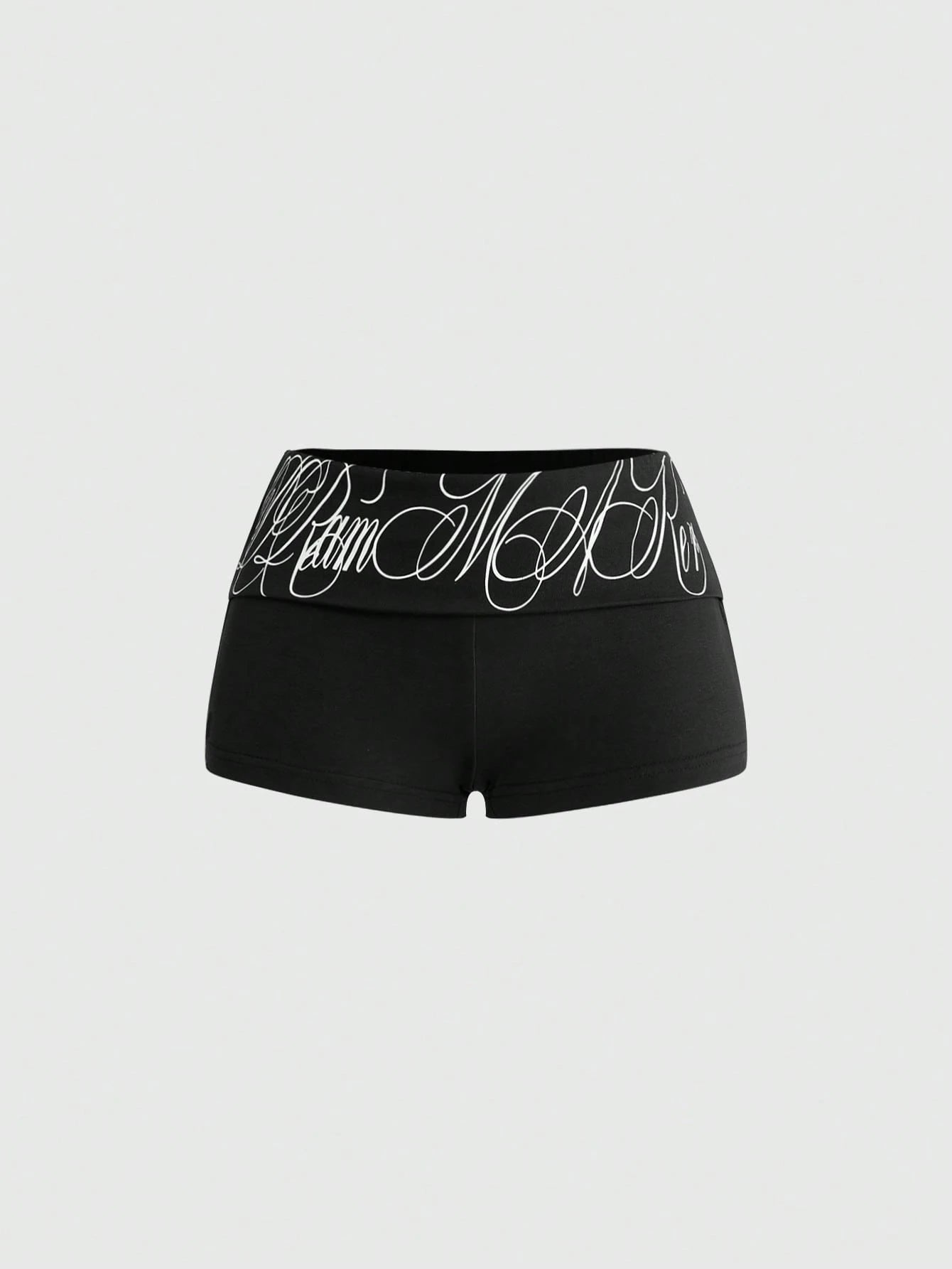 ROMWE Grunge Punk 2pcs/Set Punk Cross Slogan Crop Top & Super Low-Rise Mini Shorts, Music Festival Outfit