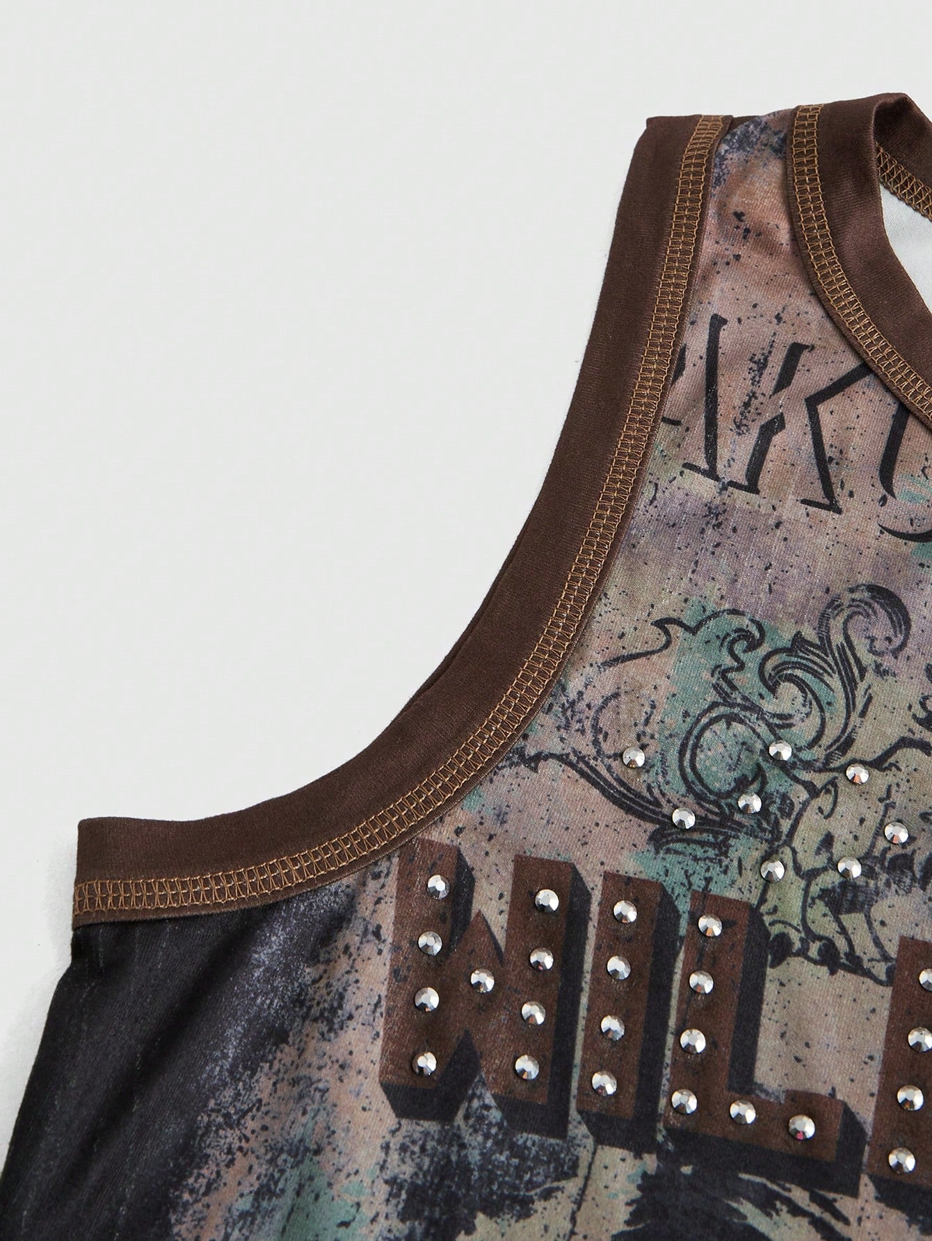 ROMWE Grunge Punk Women's Kpop Y2K Letter & Figure Print Crew Neck Fashionable Camisole