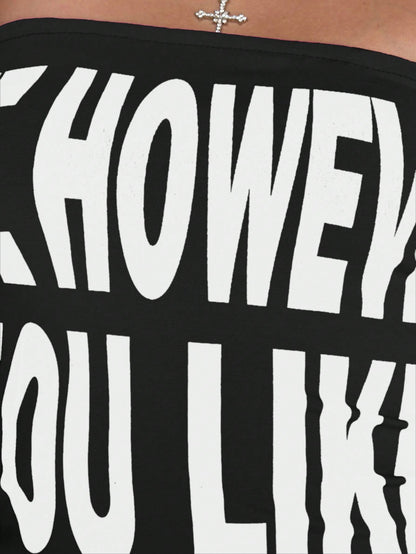 ROMWE Street Life Spring|Summer Carnival Party Casual Graphic Black Kpop California Sexy Girl Pink Letter Print Mini Dress For Women