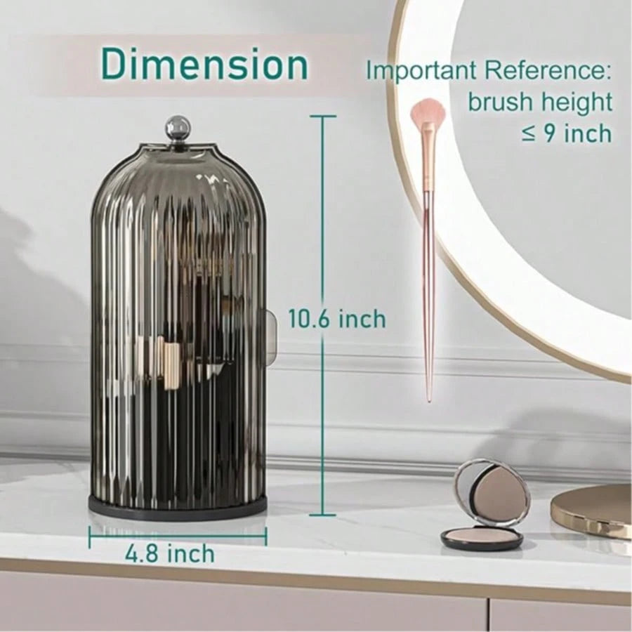 Rotating Toothbrush Holder With Sliding Cover Dustproof Toothbrush Organizer For Bathroom Countertop Vanity Sink Storage 360 Degree Spin Base Easy Access Multiple Slots Hold Electric Manual Toothbrush