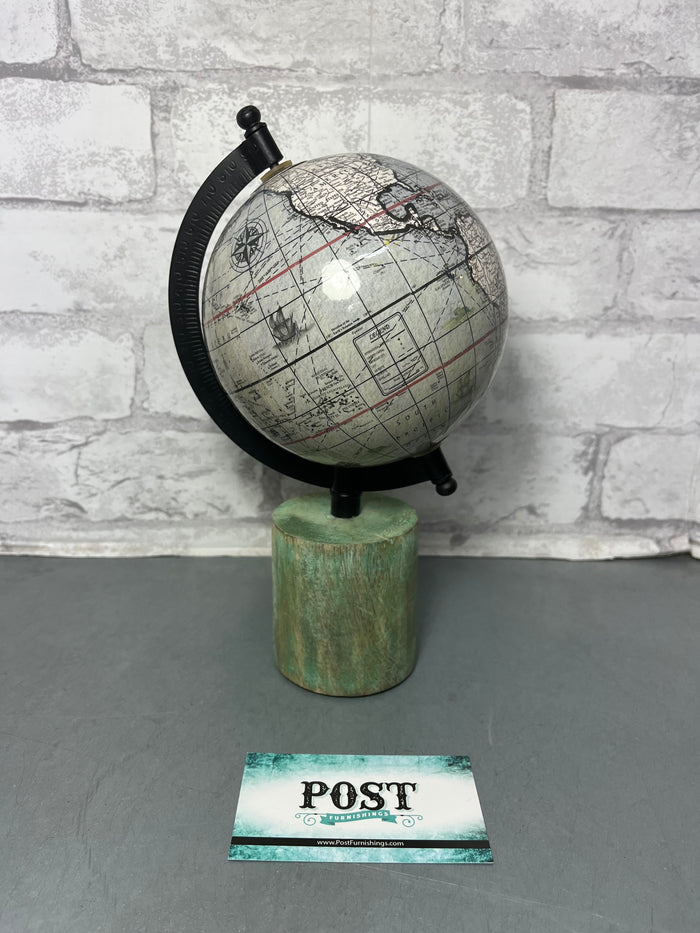 Rotating World Globe with Wooden Base