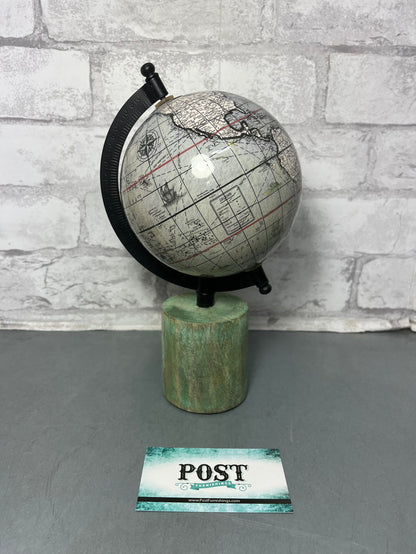 Rotating World Globe with Wooden Base
