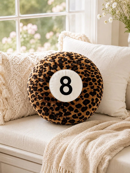 Round Leopard Print Plush Ball Pillow, Soft Fluffy Decorative Cushion For Sofa, Bed, Home Decor & Valentine's Day Gift