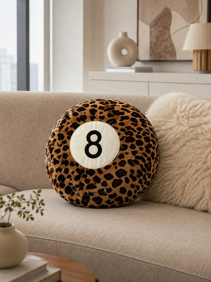 Round Leopard Print Plush Ball Pillow, Soft Fluffy Decorative Cushion For Sofa, Bed, Home Decor & Valentine's Day Gift