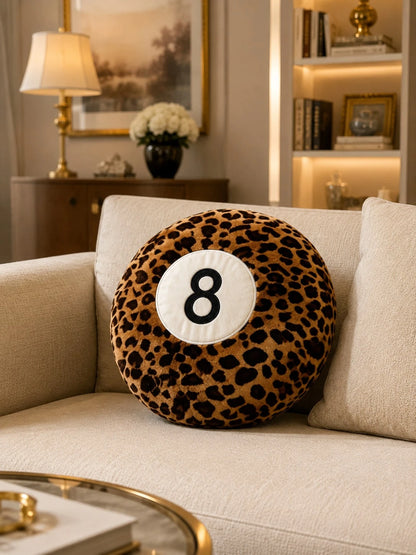 Round Leopard Print Plush Ball Pillow, Soft Fluffy Decorative Cushion For Sofa, Bed, Home Decor & Valentine's Day Gift