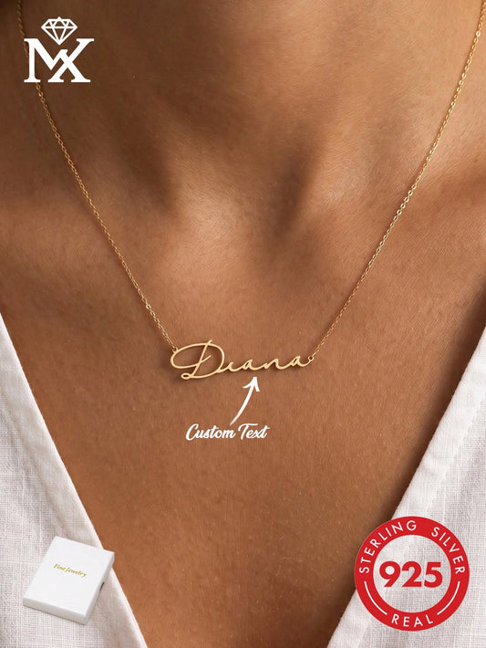 S925 Sterling Silver Minimalist Personalized English Name Pendant Necklace, Perfect Accessory For Women's Autumn/Winter Sweaters And Outfits, Unique And Meaningful Gift, Warm And Distinctive Jewelry