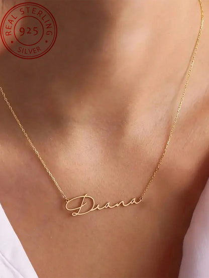 S925 Sterling Silver Minimalist Personalized English Name Pendant Necklace, Perfect Accessory For Women's Autumn/Winter Sweaters And Outfits, Unique And Meaningful Gift, Warm And Distinctive Jewelry