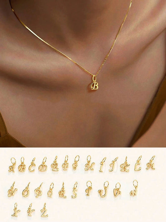 S925 Sterling Silver Necklace 26 Letter A-Z Letter Necklace Sterling Silver Plated Platinum Women's Best Friend Gift