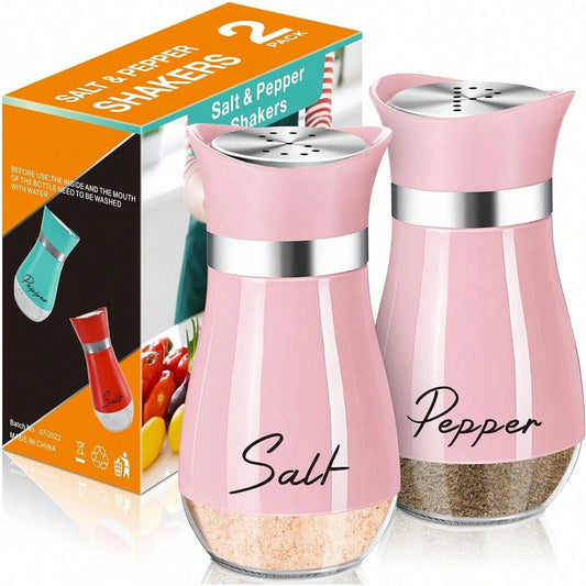 Salt And Pepper Shakers Set,4 Oz Glass Bottom Salt Pepper Shaker With Stainless Steel Lid For Kitchen Cooking Table, RV, Camp,BBQ Refillable Design (Copper)