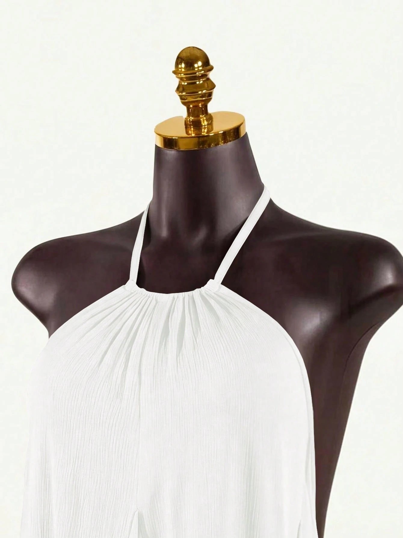 SaltGleam SaltGleam Women's Backless Halter Neck Solid Color Pleated Elegant Mini Dress