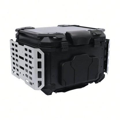 SanBouSi 55L 2.5mm Thick Aluminum Alloy Motorcycle Tail Box, Waterproof Dustproof Motorbike Top Case With Anti-Theft Lock, Expandable Side Panels Can Be Used As Table, Quick Release Base Plate For Mos