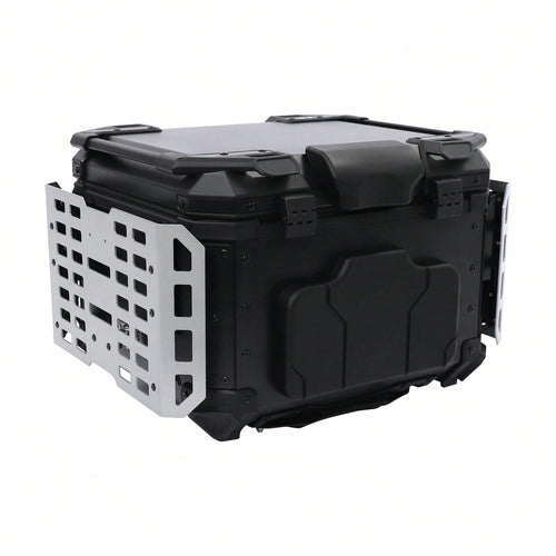 SanBouSi 55L 2.5mm Thick Aluminum Alloy Motorcycle Tail Box, Waterproof Dustproof Motorbike Top Case With Anti-Theft Lock, Expandable Side Panels Can Be Used As Table, Quick Release Base Plate For Mos