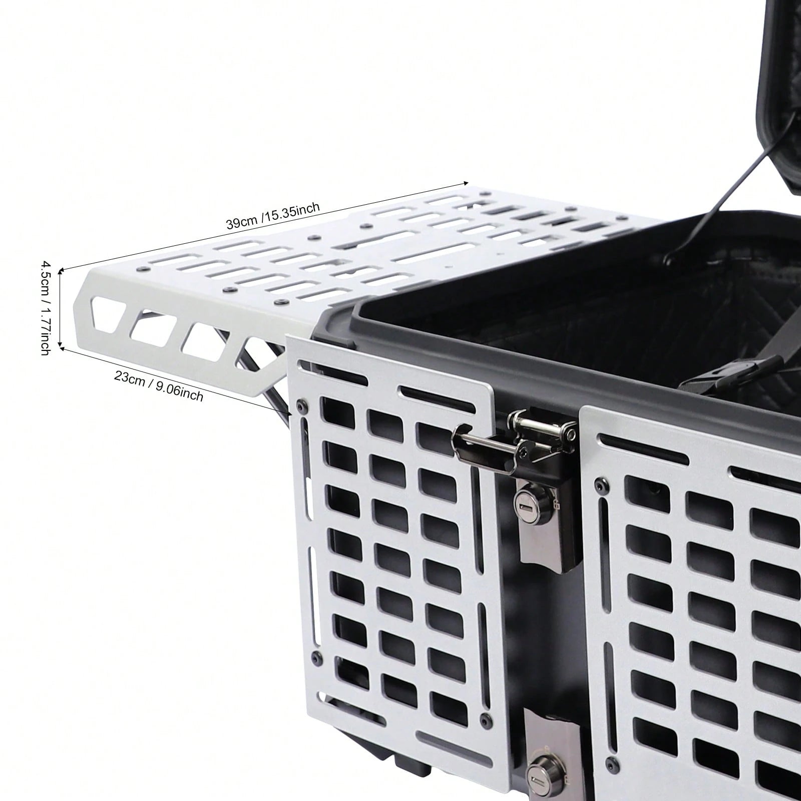 SanBouSi 55L 2.5mm Thick Aluminum Alloy Motorcycle Tail Box, Waterproof Dustproof Motorbike Top Case With Anti-Theft Lock, Expandable Side Panels Can Be Used As Table, Quick Release Base Plate For Mos