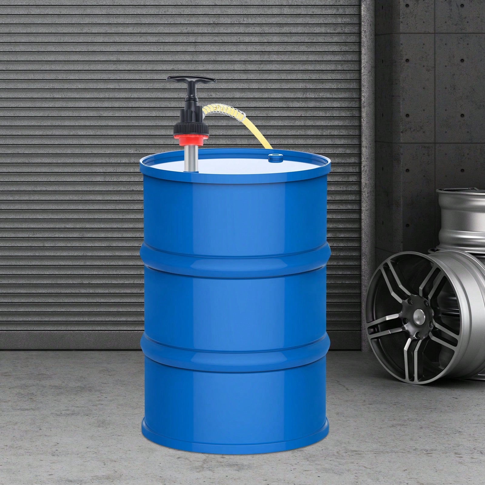 SanBouSi Manual Oil Pump For 5.28 Gal Drums – Galvanized Iron & PVC, 360° Rotatable, Ergonomic Handle, Leak-Resistant, Portable, High-Efficiency Fluid Transfer