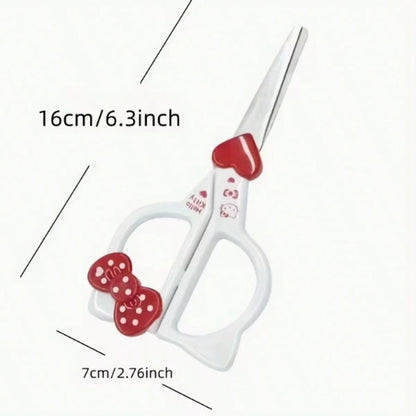 Sanrio 1/Pc Hello Kitty Kuromi Cinnamon Roll Hand Scissors, Kawaii Cutting Stationery School Office Supplies Gift Hand Scissors With Plastic Bow Handle And Heart-Shaped Blade, Suitable For Cardboard C