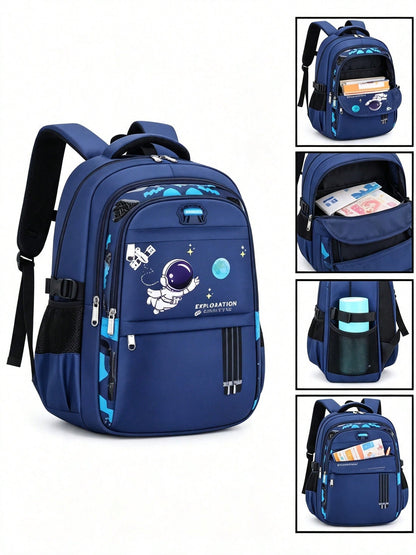 Schoolbag, Schoolbag Schooling, Astronaut-Style Waterproof Student Backpack, Backpack, Astronaut Space Flight Boy Backpack, Spinal, Lightweight And Large Capacity, New Model Waterproof And Anti-Pollut