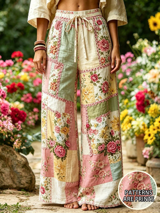 Selamara Women's Casual Floral Print Wide Leg Pants