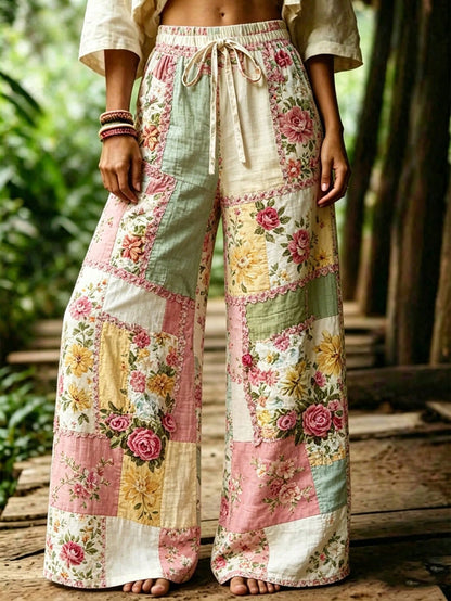 Selamara Women's Casual Floral Print Wide Leg Pants