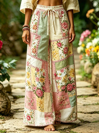 Selamara Women's Casual Floral Print Wide Leg Pants
