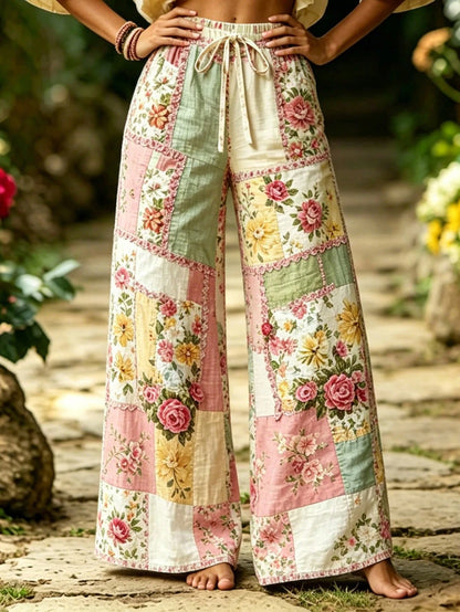 Selamara Women's Casual Floral Print Wide Leg Pants