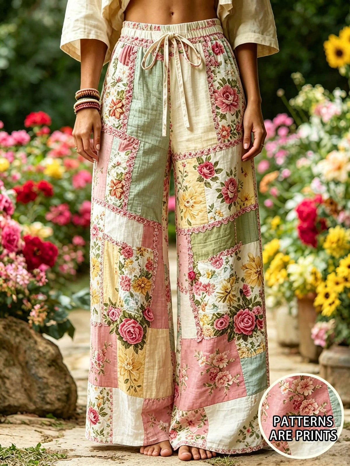 Selamara Women's Casual Floral Print Wide Leg Pants