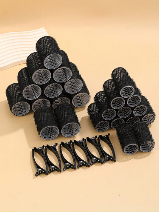 Self-Grip Rollers Kit With 24Rollers And 12Clips, Salon Quality Curlers For Diy Hairstyling, Heatless Rollers