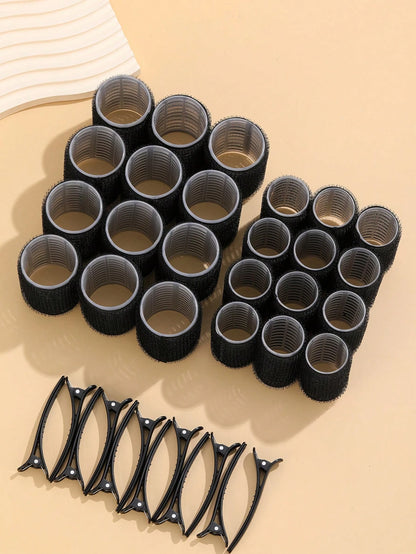 Self-Grip Rollers Kit With 24Rollers And 12Clips, Salon Quality Curlers For Diy Hairstyling, Heatless Rollers
