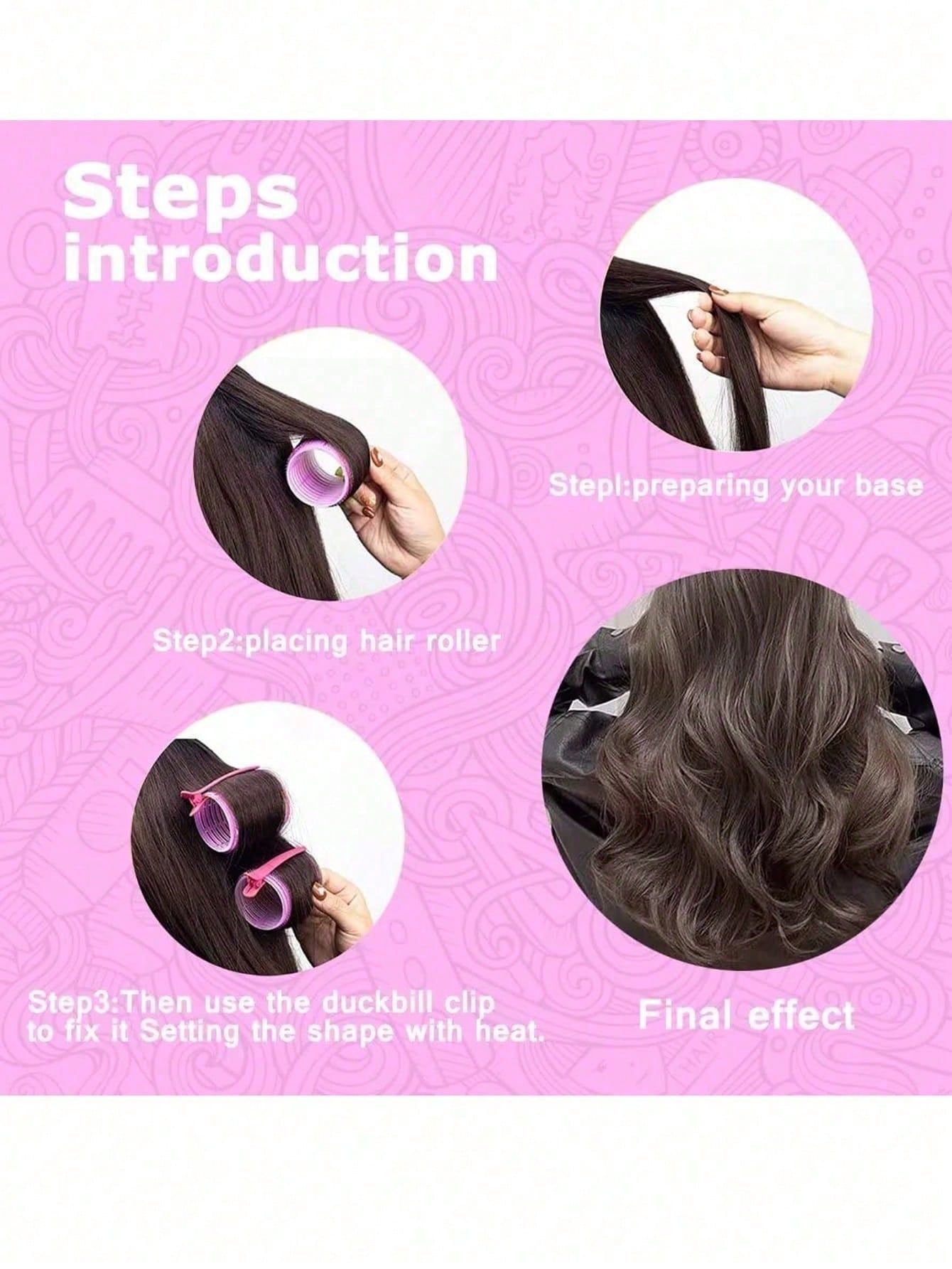 Self-Grip Rollers Kit With 24Rollers And 12Clips, Salon Quality Curlers For Diy Hairstyling, Heatless Rollers