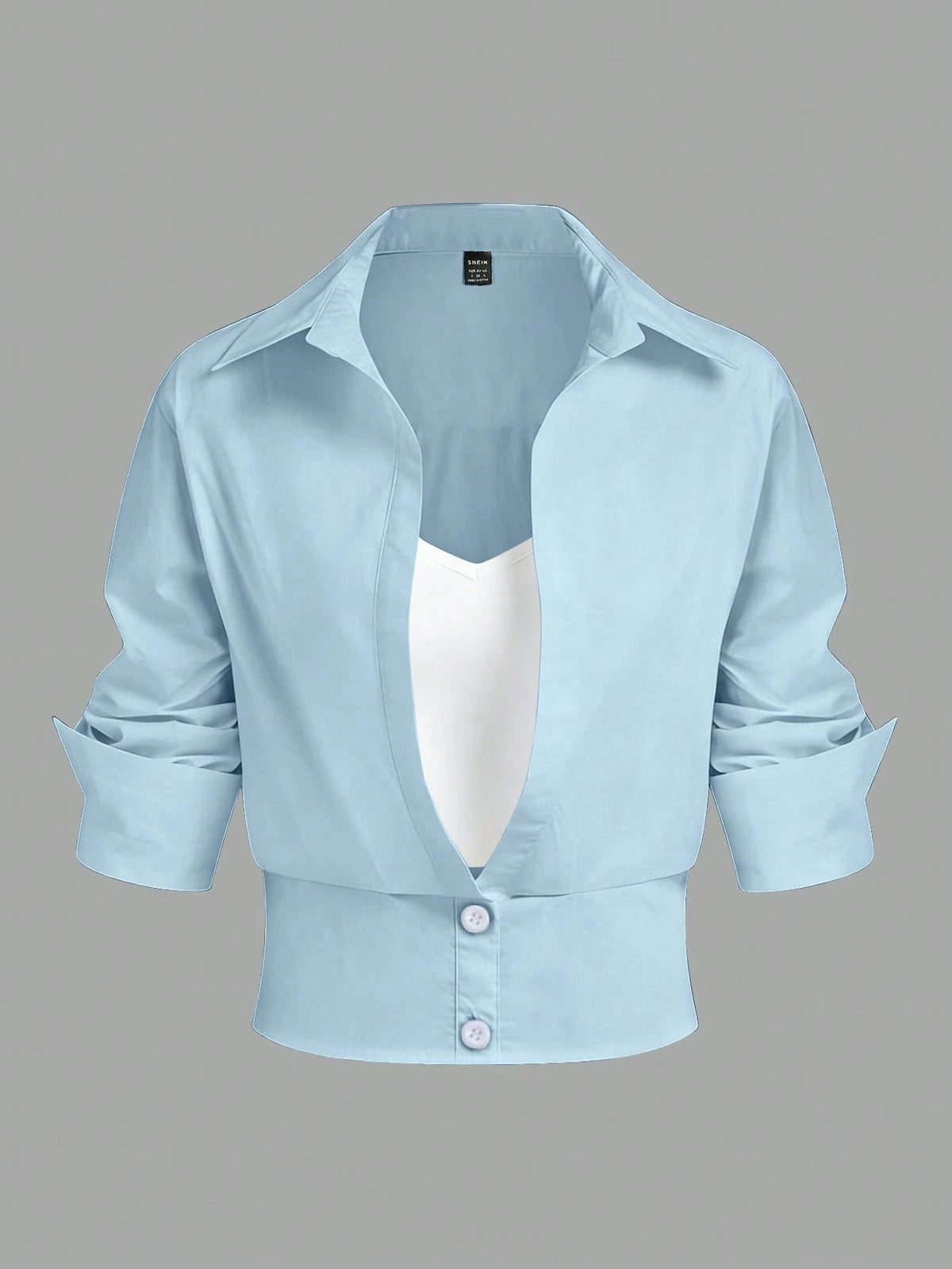 Selianne Women's Casual Commuter Color Block 2 In 1 Long Sleeve Shirt
