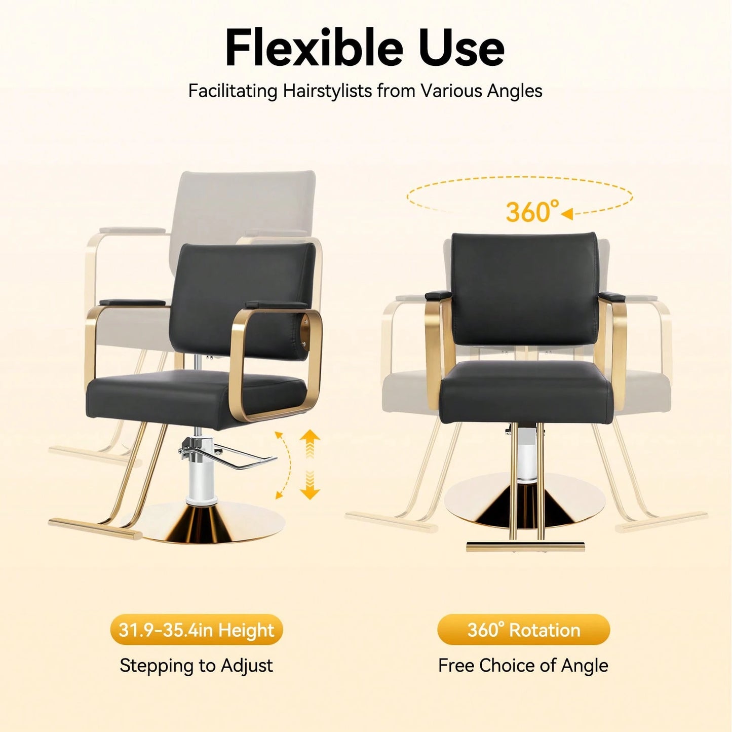 SENDERPICK Salon Barber Chair With Hydraulic Pump, Hair Salon Chair For Hair Stylist, 360 Degrees Rolling Swivel Spa Beauty Makeup Chair, Styling Braiding Hairdresser Chair For Barber Shop, Dressing R