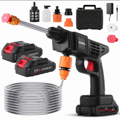 Senmeo 1Pc Handheld Cordless Pressure Washer, 435PSI Water Lance, 3-In-1 Nozzle & Foam Cannon, Two 15000mAh Batteries, Portable Cleaner For Car/Floor/Home/Garden Washing