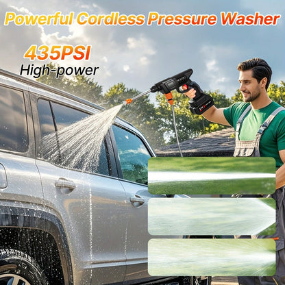 Senmeo 1Pc Handheld Cordless Pressure Washer, 435PSI Water Lance, 3-In-1 Nozzle & Foam Cannon, Two 15000mAh Batteries, Portable Cleaner For Car/Floor/Home/Garden Washing