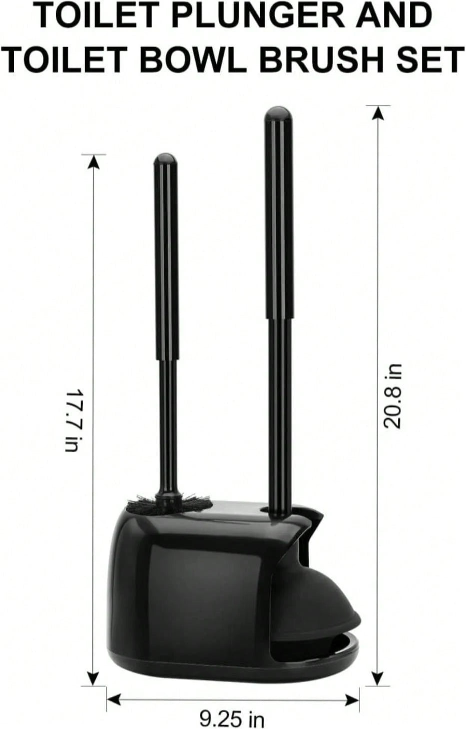 SetSail Toilet Brush And Plunger Set, Semi-Hidden Toilet Plungers Heavy Duty Toilet Bowl Brush And Holder For Bathroom Toilet Plunger And Brush Set For Deeply Cleaning- Black