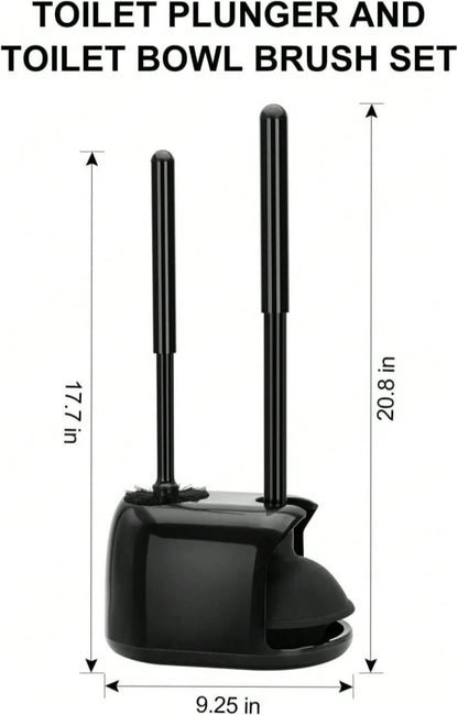 SetSail Toilet Brush And Plunger Set, Semi-Hidden Toilet Plungers Heavy Duty Toilet Bowl Brush And Holder For Bathroom Toilet Plunger And Brush Set For Deeply Cleaning- Black
