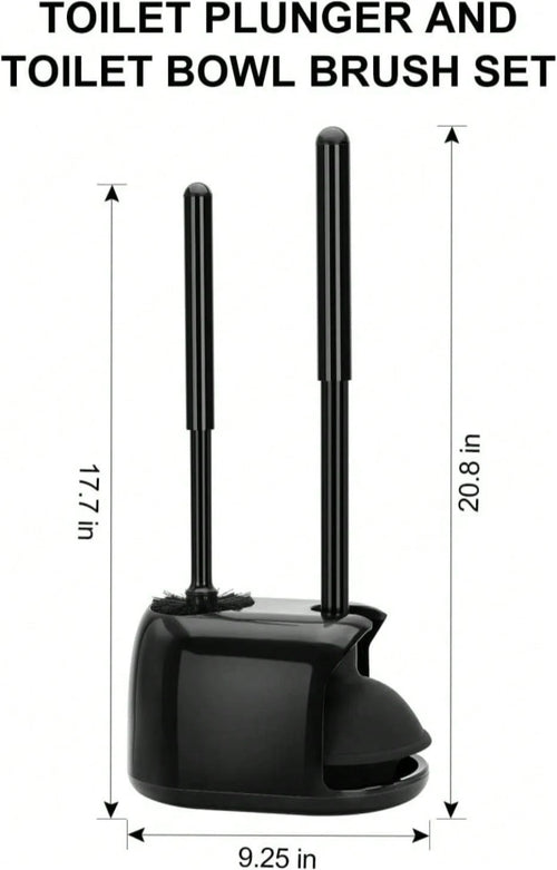 SetSail Toilet Brush And Plunger Set, Semi-Hidden Toilet Plungers Heavy Duty Toilet Bowl Brush And Holder For Bathroom Toilet Plunger And Brush Set For Deeply Cleaning- Black