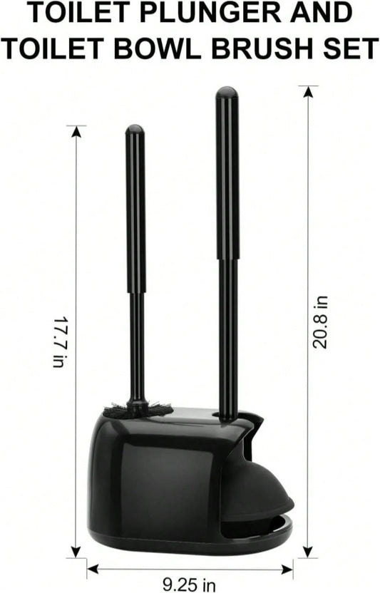 SetSail Toilet Brush And Plunger Set, Semi-Hidden Toilet Plungers Heavy Duty Toilet Bowl Brush And Holder For Bathroom Toilet Plunger And Brush Set For Deeply Cleaning- Black