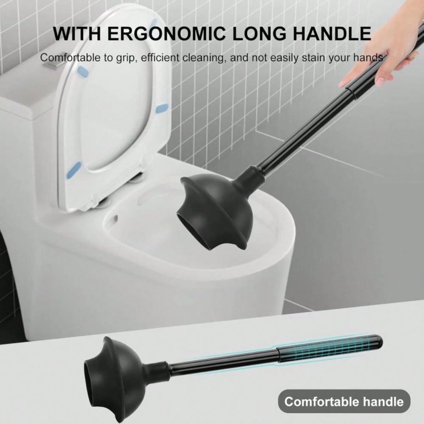 SetSail Toilet Brush And Plunger Set, Semi-Hidden Toilet Plungers Heavy Duty Toilet Bowl Brush And Holder For Bathroom Toilet Plunger And Brush Set For Deeply Cleaning- Black