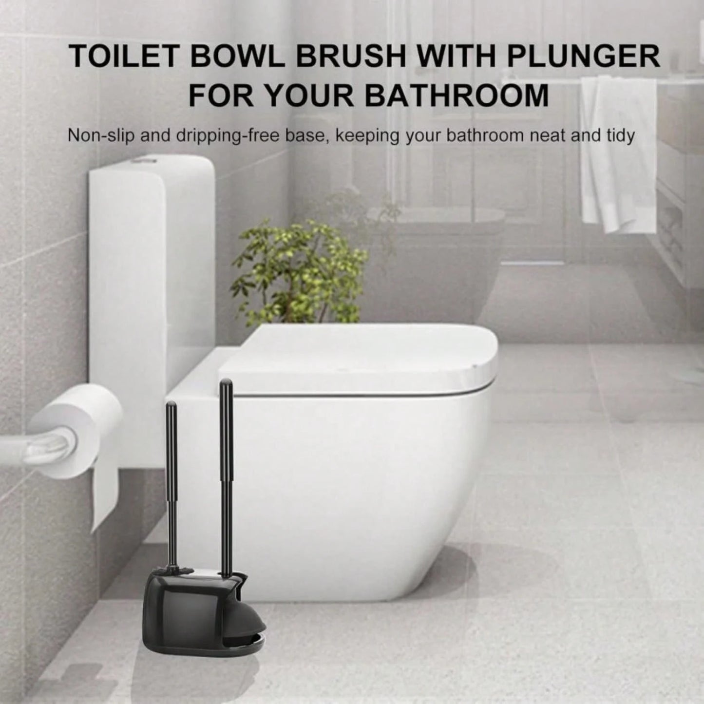 SetSail Toilet Brush And Plunger Set, Semi-Hidden Toilet Plungers Heavy Duty Toilet Bowl Brush And Holder For Bathroom Toilet Plunger And Brush Set For Deeply Cleaning- Black